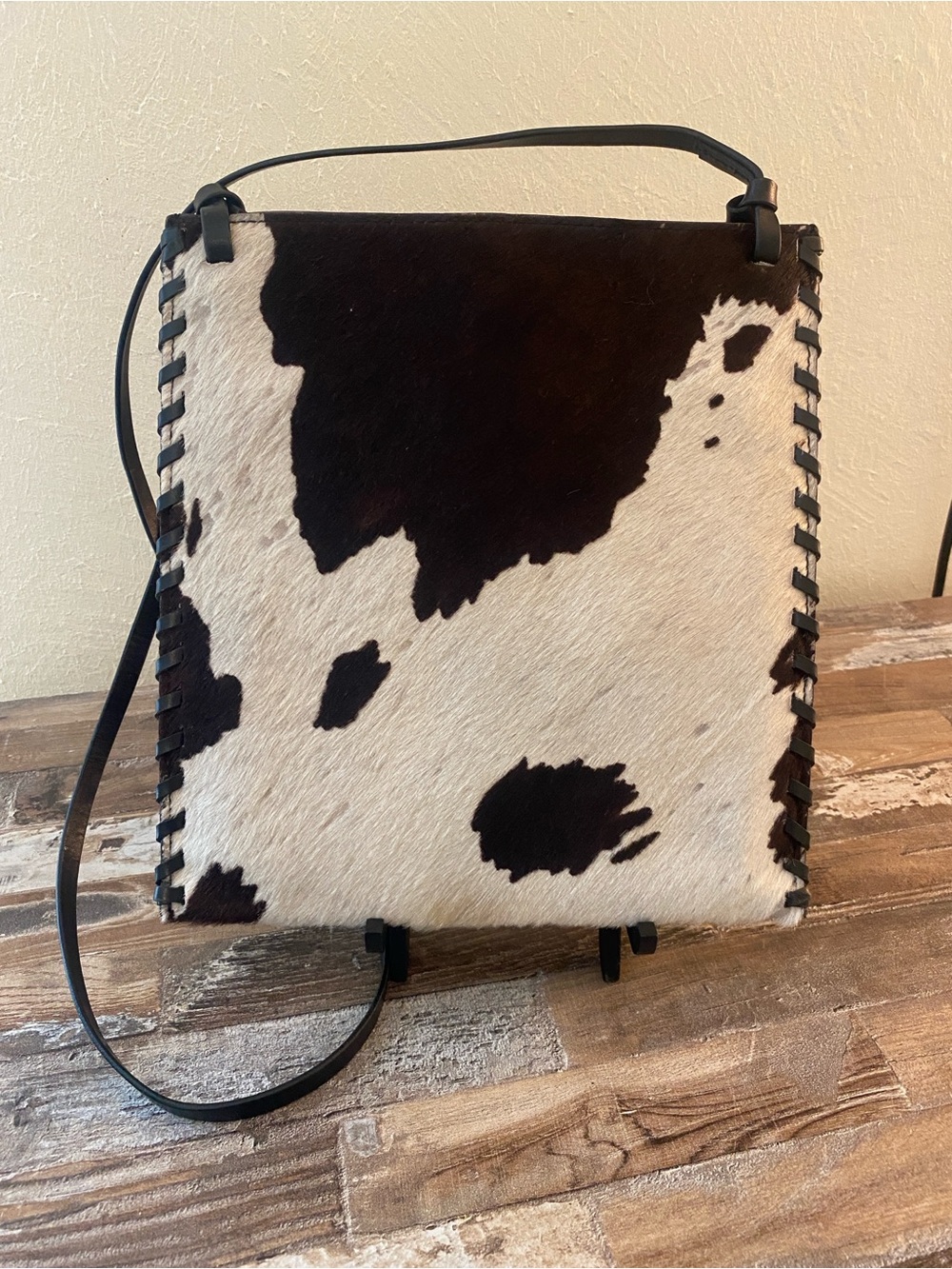 Fossil Black and White Cowhide Crossbody Bag